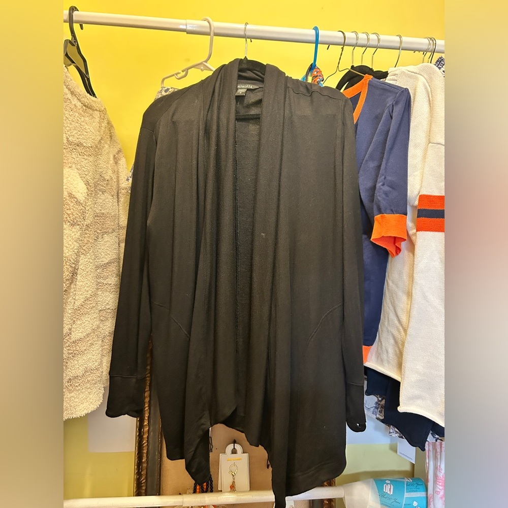 Athleta Pranayama Black Restore Wrap Cardigan Sweater Size M